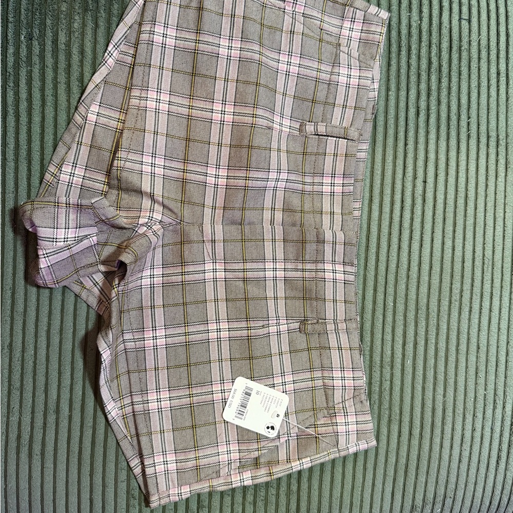 NWT Free People Plaid Shorts in Pink and Gray